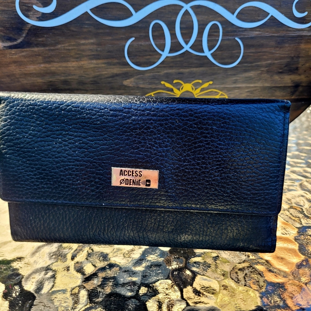 Black Access Denied Leather Wallet